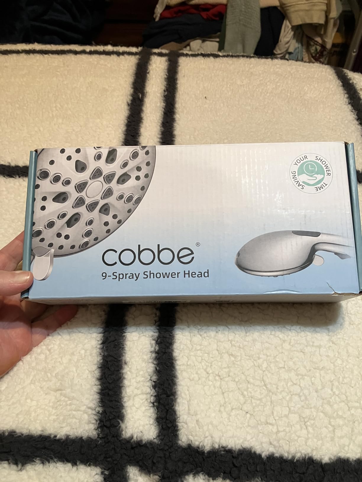 Cobbe High Pressure Shower Head with Built-in Pause Button, 9-Function Detachable Showerhead with Handheld Brass Swivel Bracket & Stainless Steel Hose, Water Saving 1-Click Stop, Chrome customer photo 2
