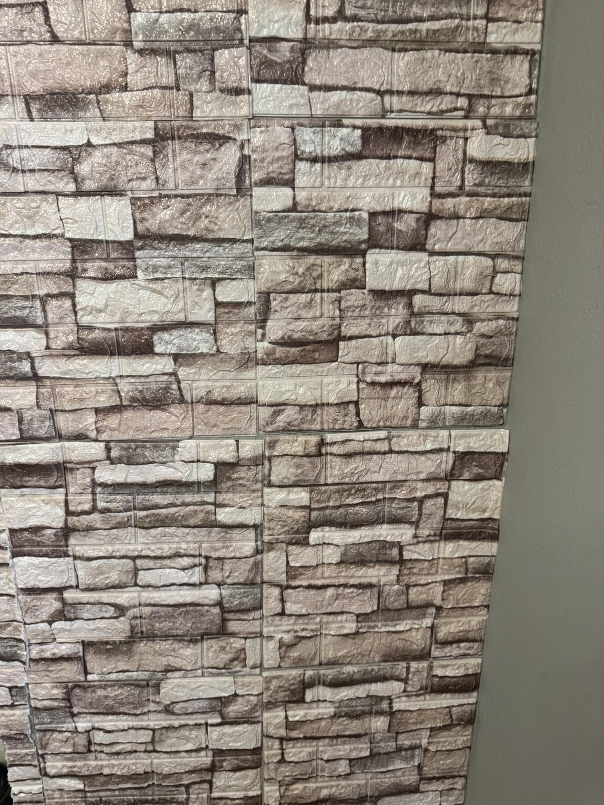 20PCS 3D Wall Panels Peel and Stick 3D Brick Wallpaper, Faux Stone Wall Panel Foam Brick Self-Adhesive Wallpaper, Black customer photo 2