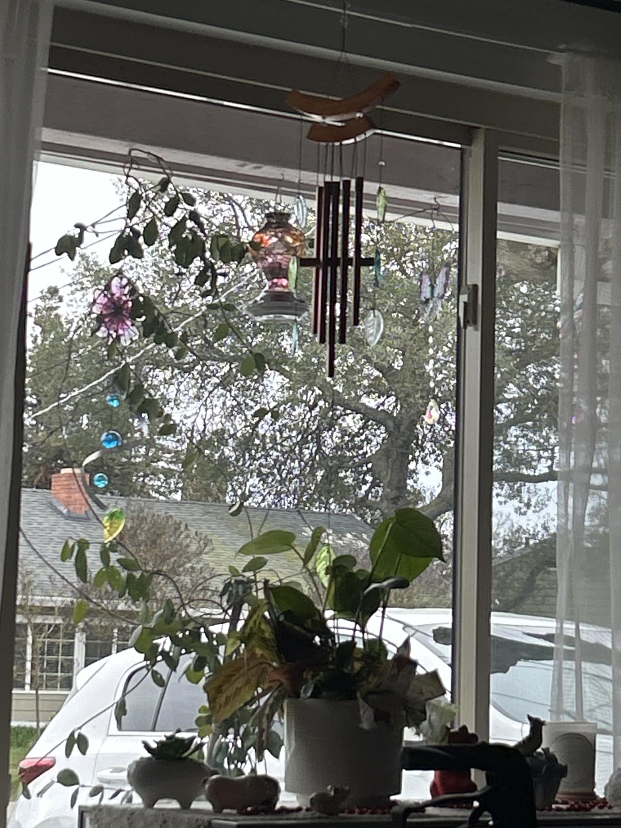 BOLITE Hummingbird Feeder, Hand Blown Glass Hummingbird Feeders for Outdoors Hanging, with Ant Moat and 5 Feeding Ports, 22 Ounces, Blue customer photo 1