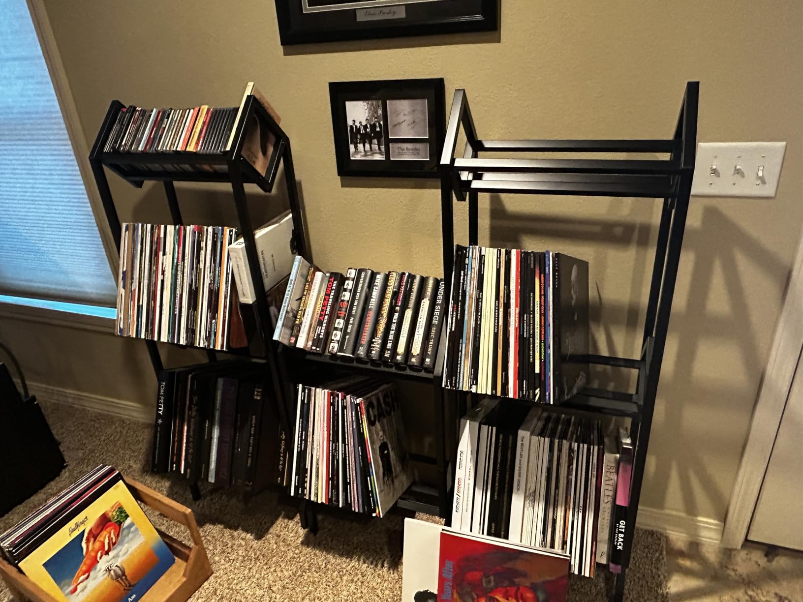 Vinyl Record Storage Rack, Record Holder 260-280 LP Storage Shelf Display Stand for Albums Books Magazines Files, Black Metal customer photo 1