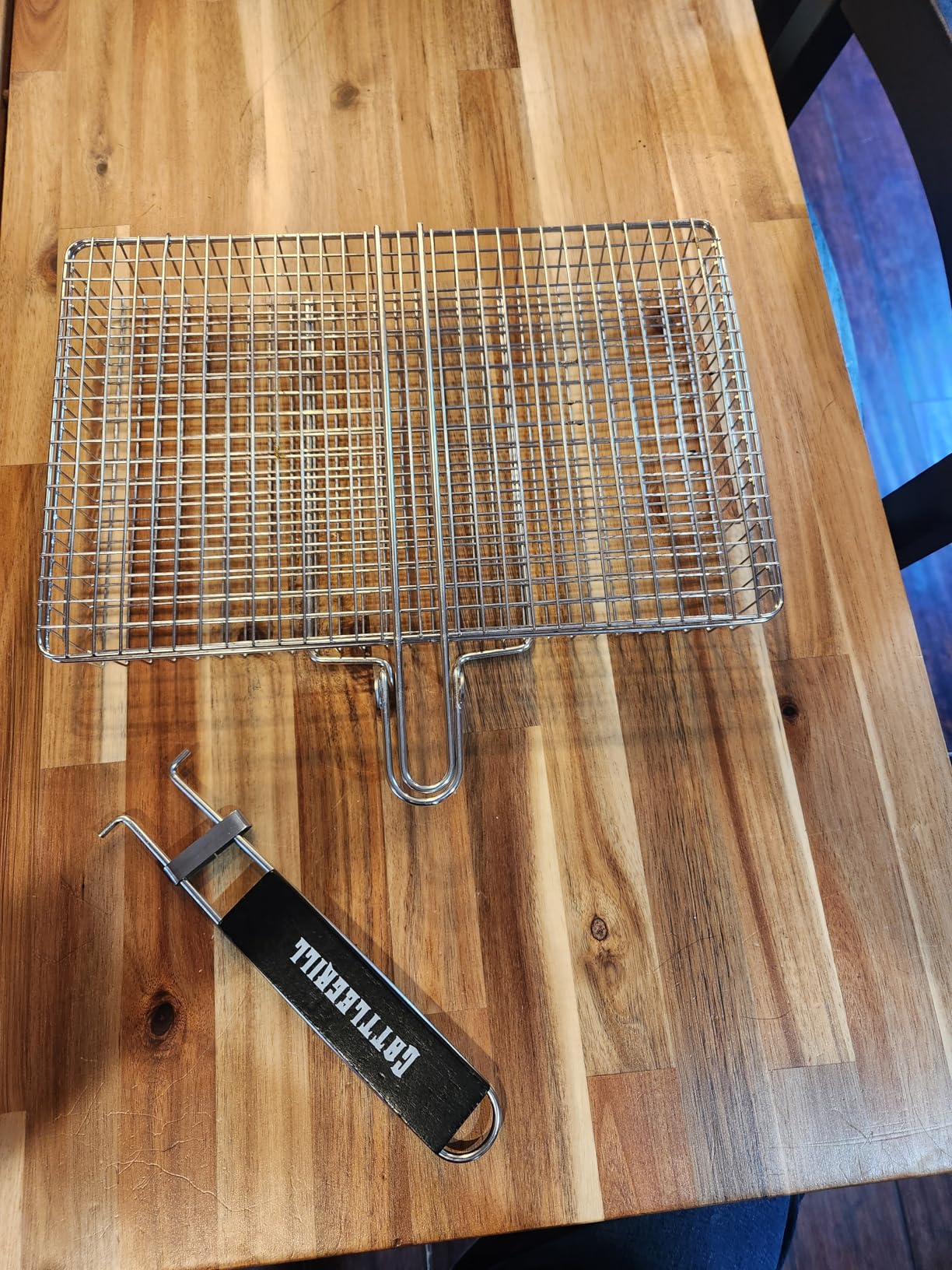 Grill Basket Extra Large, SUS304 Stainless Steel, Portable Folding BBQ Camping Grilling Rack for Fish, Vegetables, Shrimp, Barbeque Griller Cooking Accessories customer photo 1