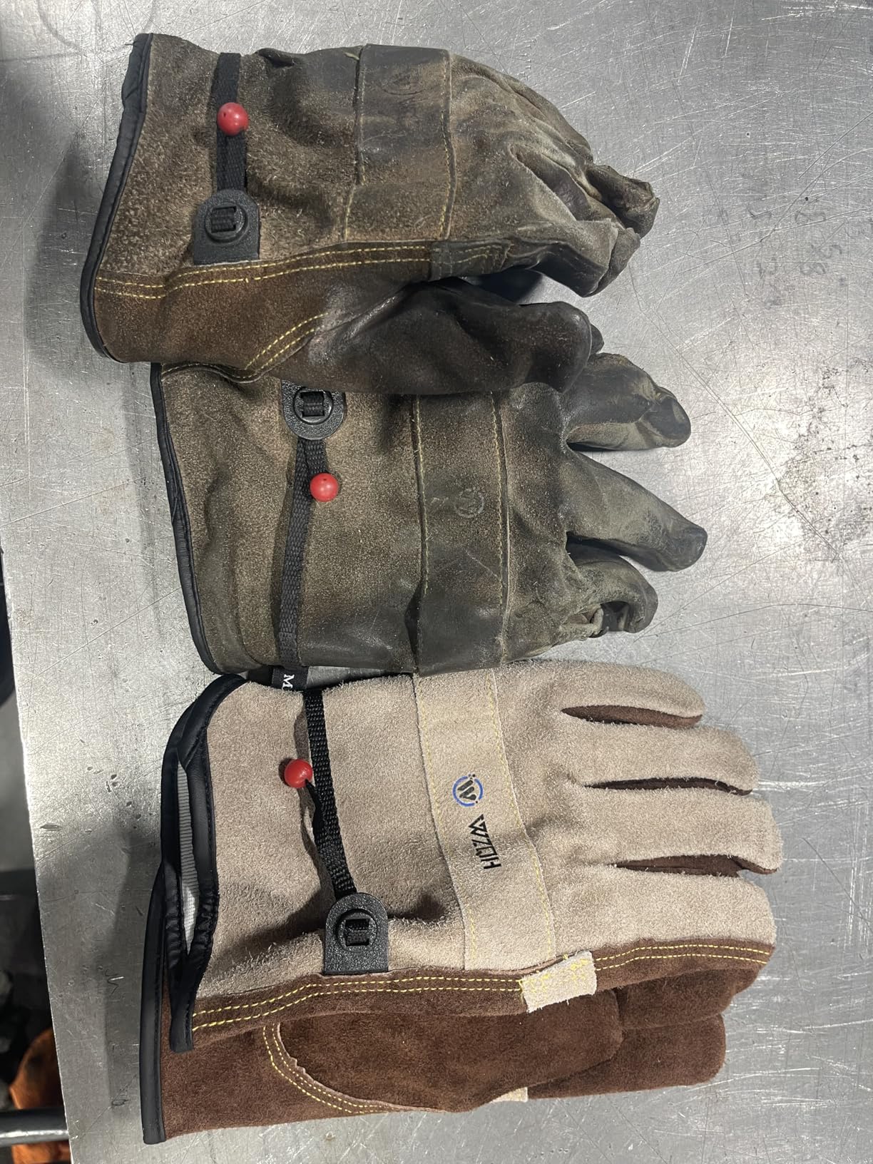 WZQH Leather Work Gloves for Men or Women. Large Glove for Gardening, Tig/Mig Welding, Construction, Chainsaw, Farm, Ranch, etc. Cowhide, Cotton Lined, Utility, Firm Grip, Durable. Coffee-grey L customer photo 2