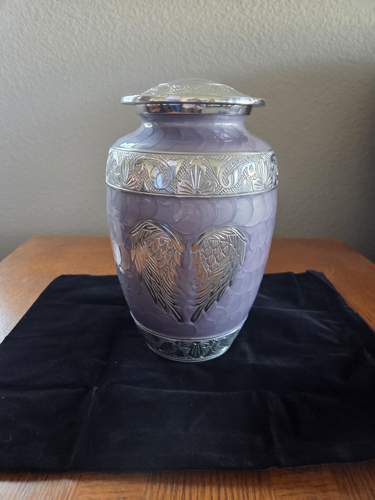 Purple Urn for Human Ashes Adult Female and Male - Elegant Large Cremation Urns with Angel Wings, Decorative Funeral Memorial Burial Urn customer photo 1