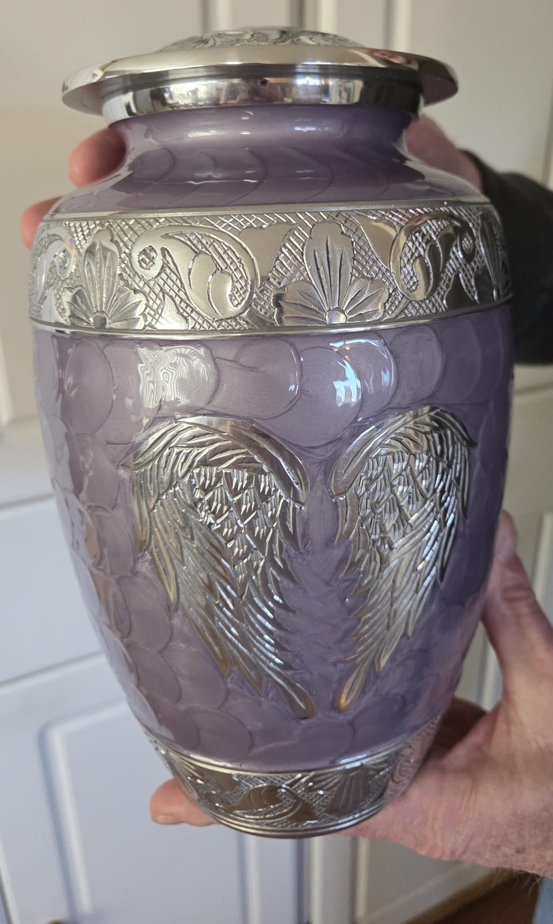 Purple Urn for Human Ashes Adult Female and Male - Elegant Large Cremation Urns with Angel Wings, Decorative Funeral Memorial Burial Urn customer photo 2