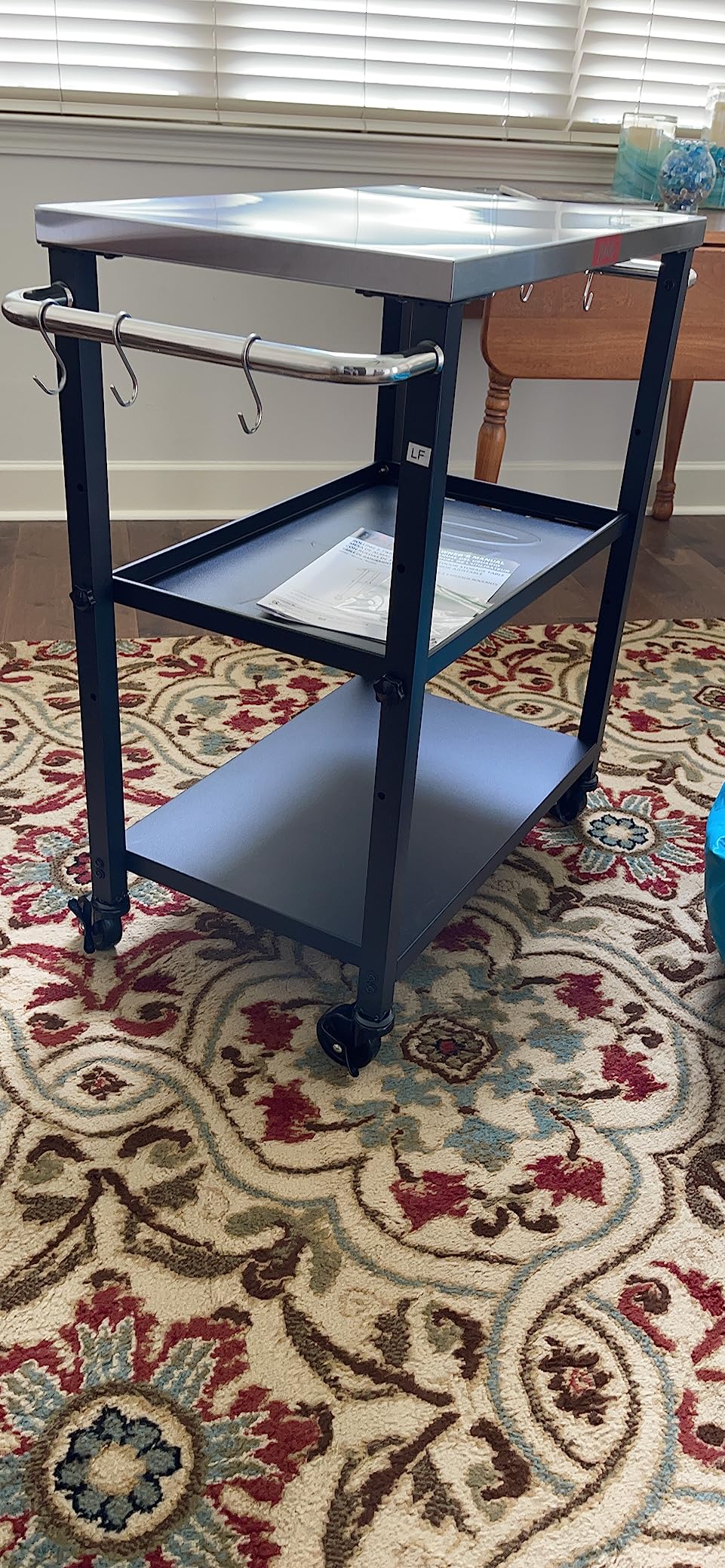 3-Tier Outdoor Grill Cart, Rolling Pizza Oven Table with Compact 26.6