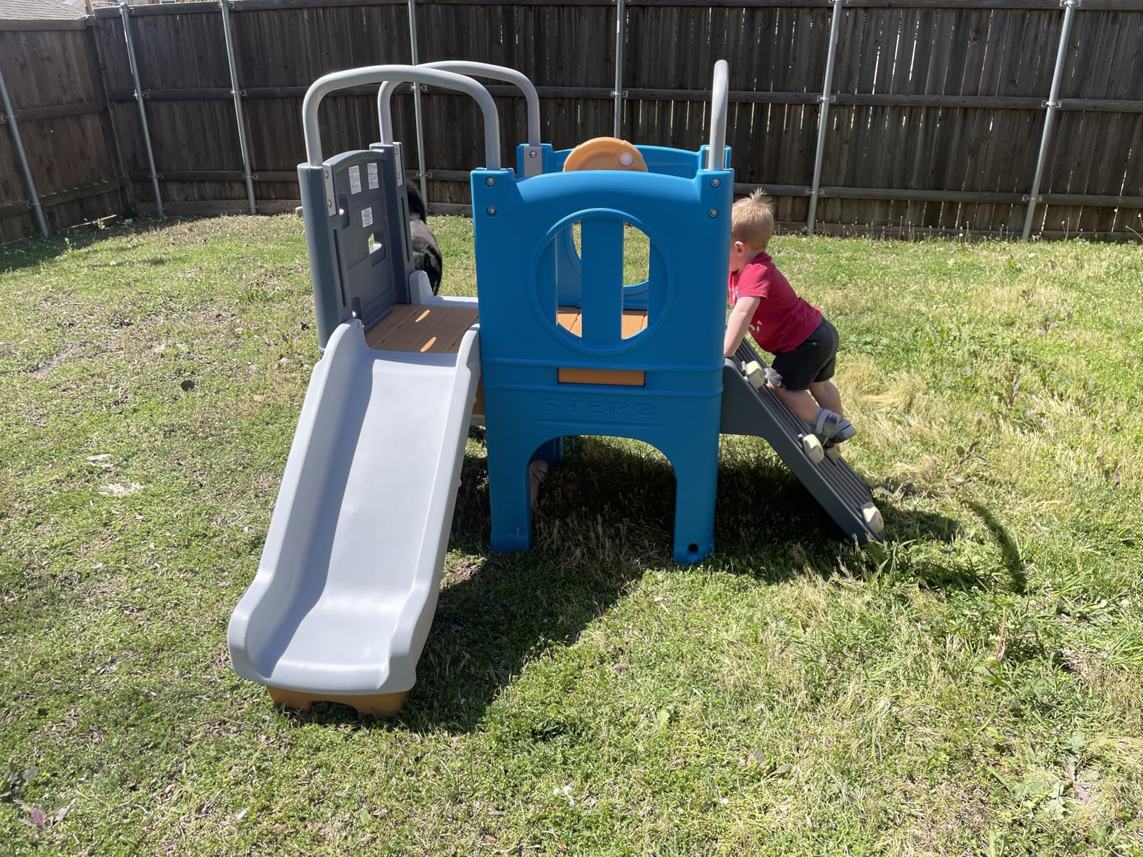 Step2 Scout & Slide Climber, Kids Outdoor Playset, Backyard Playground Set, Slide, Climbing Wall, Tunnel, Outside Vintage Style Jungle Gym, for Toddlers 2-6 Years Old customer photo 1