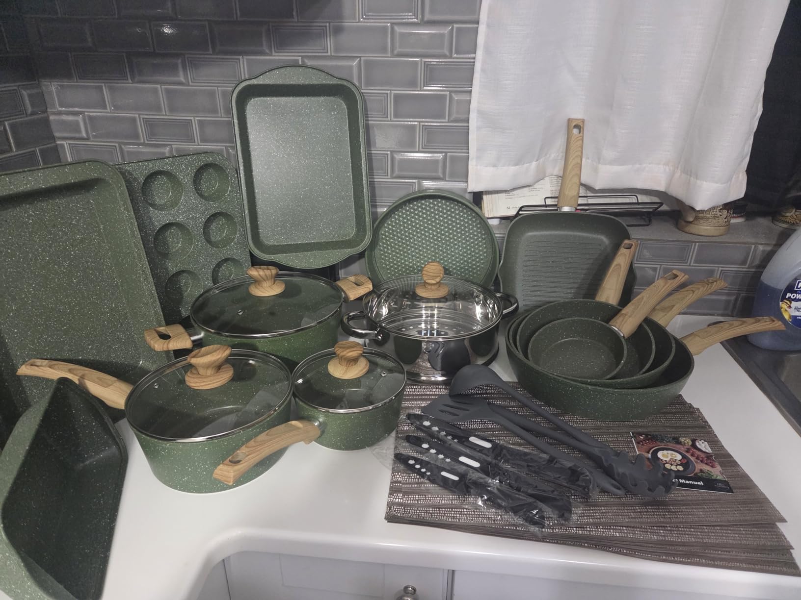Kitchen Induction Cookware & Bakeware Set - 30 Piece Black Granite Cooking Pans Set, Non-Stick Pots and Pans Set customer photo 2