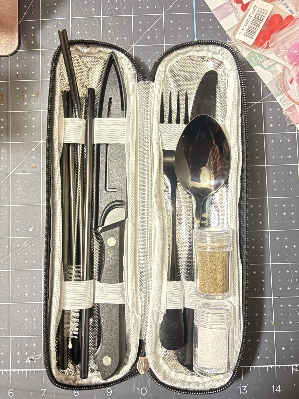 Portable Travel Silverware Set With Case, Includes 10 Pcs of Travel Utensils With Case, Stainless Steel Flatware Set For Camping, Lightweight (Black) customer photo 2