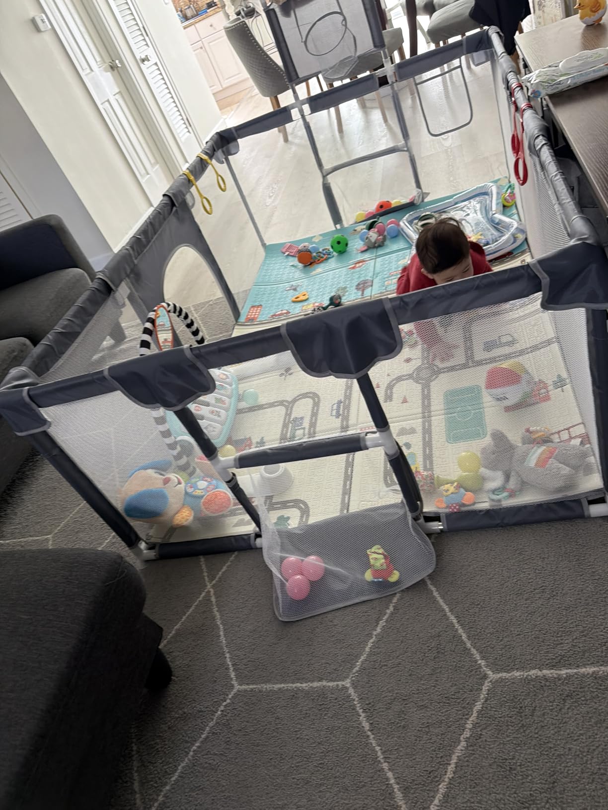 Upgraded Playpen with Enhanced Thick Foldable Mat, Balls, 4 Rings, Storage Bag, Basketball Hoop & Soccer Nets - Play Yard - Sport Playpen - Activity Center - BPA-Free, Non-Toxic, Safe customer photo 1