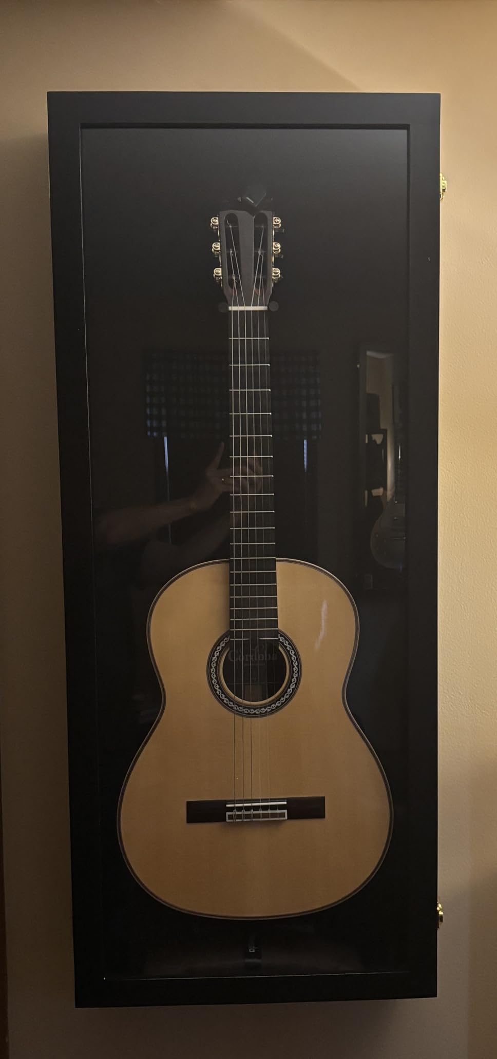 PENNZONI Acoustic Guitar Display Case - Acrylic Acoustic Guitar Case - Guitar Display Case Wall Mount Made from Hardwood Frame & Clear Acrylic - Black w/ No Felt customer photo 2