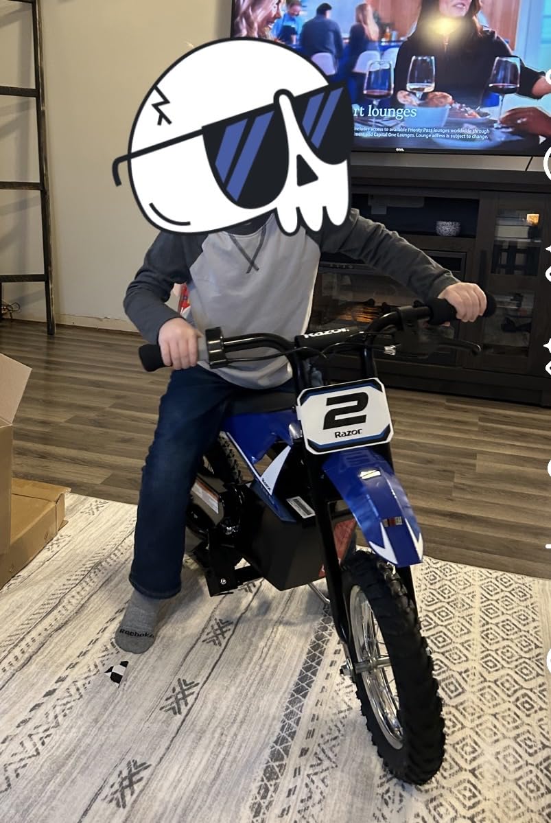 Razor MX125 Dirt Rocket Electric-Powered Bike with Authentic Motocross Geometry, Rear-Wheel Drive, 100-watt, High-Torque, Chain-Driven Motor, for Kids 7+, Blue customer photo 1
