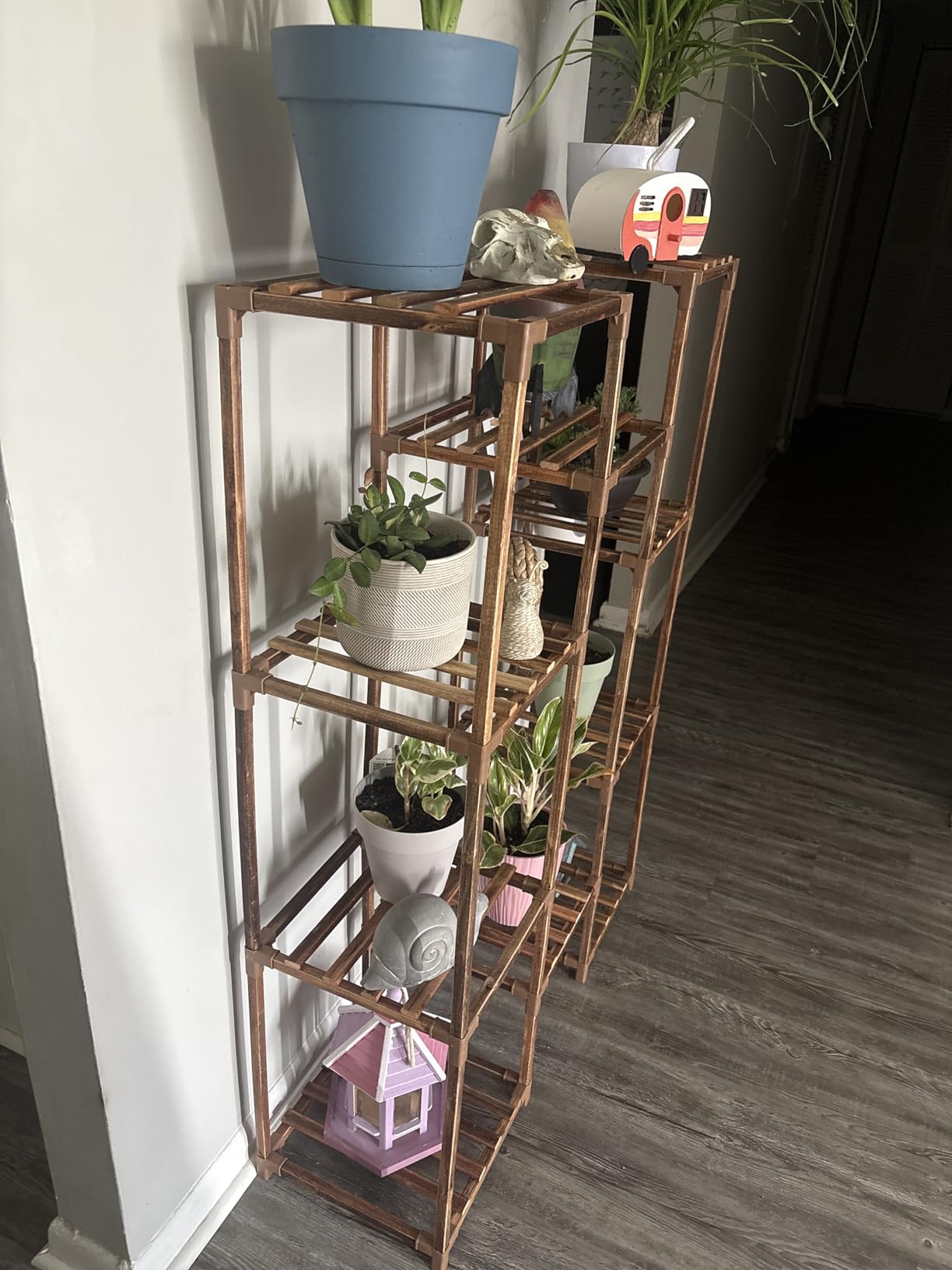 Bamworld Plant Stand Indoor Outdoor Tall Plant Shelf for Multiple Plants Pots Wood Flower Stand Large Flower Holder for Living Room, Patio, Balcony, Garden Decor, Brown customer photo 2