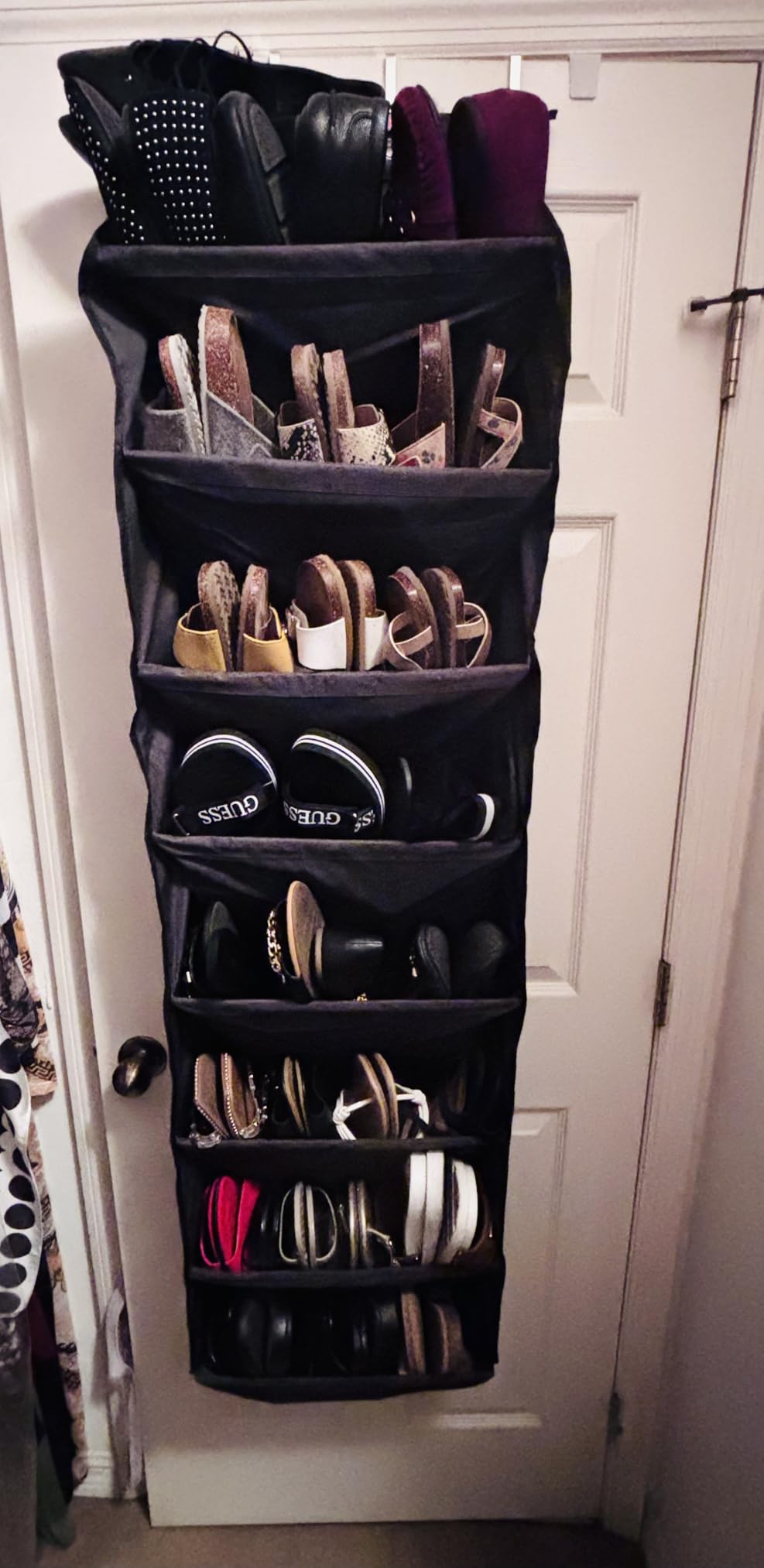 SLEEPING LAMB Over The Door Shoe Organizer for Closet with Large Deep Pockets, Narrow Shoe Rack for Door Hanging Boots Storage, Black customer photo 2