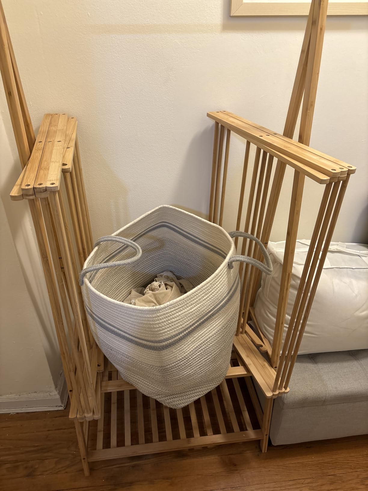 Honey-Can-Do Collapsible Bamboo Drying Rack - Sturdy & Foldable Laundry Drying Rack, Space-Saving & Portable Clothes Rack for Air-Drying Clothes, Towels, Blankets & Delicates, Indoor & Outdoor Use customer photo 1