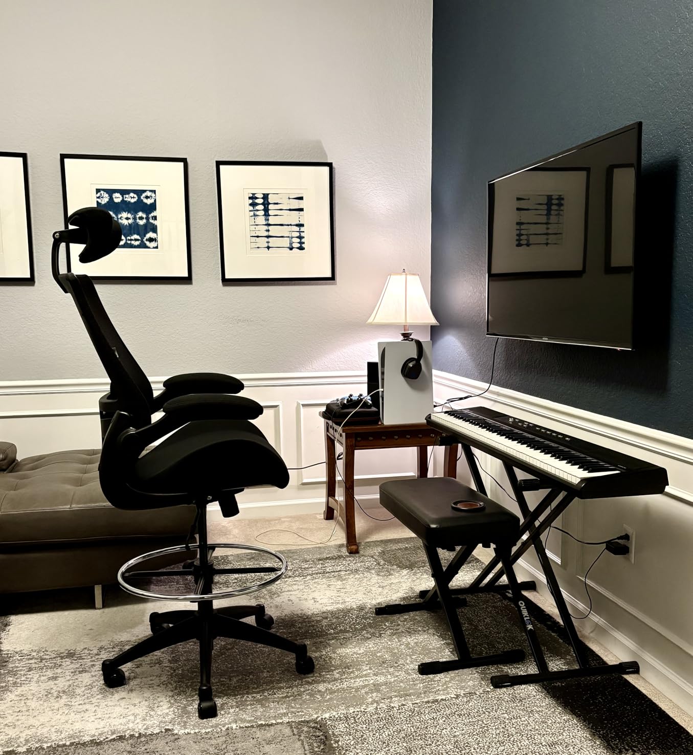 BOLISS Drafting Office Chair 400lbs High Back Wide Standing Desk Chair Comfortable with Flip up Armrests Lumbar Support Adjustable Big Footrest Ring customer photo 2