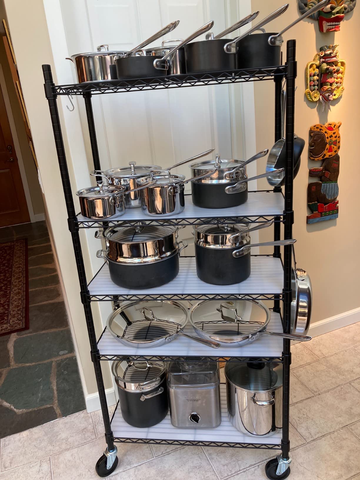 CAPHAUS NSF Commercial Grade Heavy Duty Wire Shelving with Wheels, Leveling Feet & Liners, 60 x 18 x 76 4-Tier customer photo 1