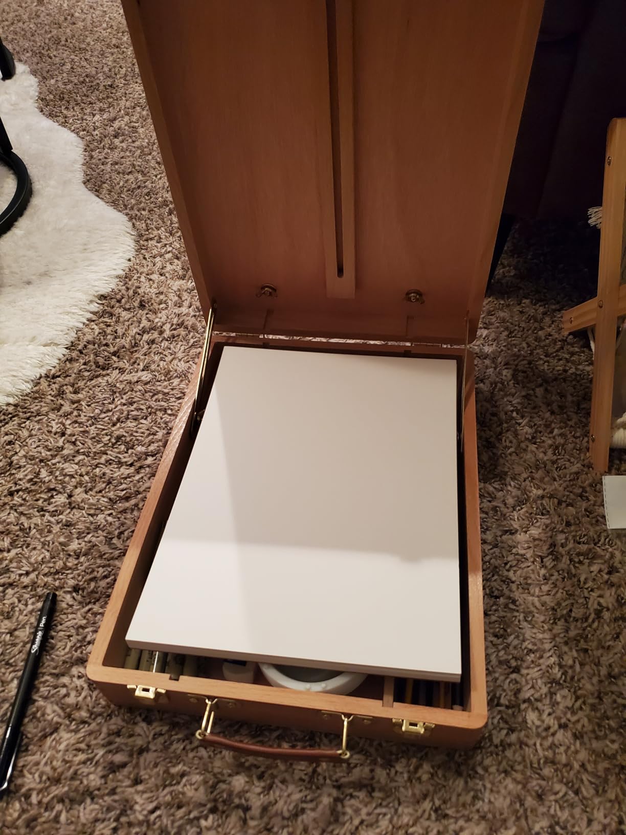 ARTIFY Adjustable Beechwood Tabletop Painting Easel, Wooden Sketch Box Easel, Desktop Artist Easel for Drawing customer photo 2