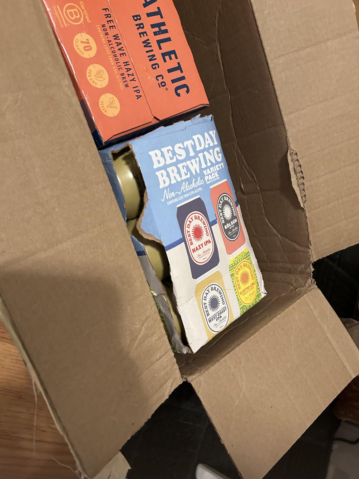 Best Day Brewing Craft Non Alcoholic Beer, Variety Pack, 12 Pack, Low Carb & Low Calorie NA Beer, Kolsch, West Coast IPA, Hazy IPA, and Electro-Lime, Non Alcoholic Drinks for Adults, 12 fl oz Cans customer photo 1