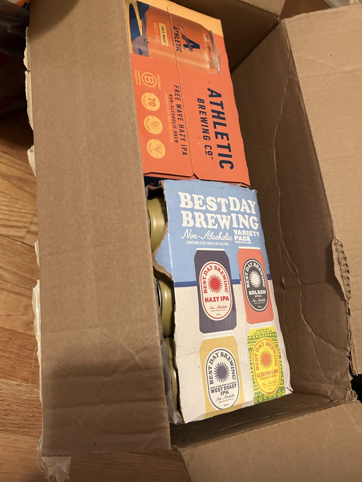 Best Day Brewing Craft Non Alcoholic Beer, Variety Pack, 12 Pack, Low Carb & Low Calorie NA Beer, Kolsch, West Coast IPA, Hazy IPA, and Electro-Lime, Non Alcoholic Drinks for Adults, 12 fl oz Cans customer photo 2