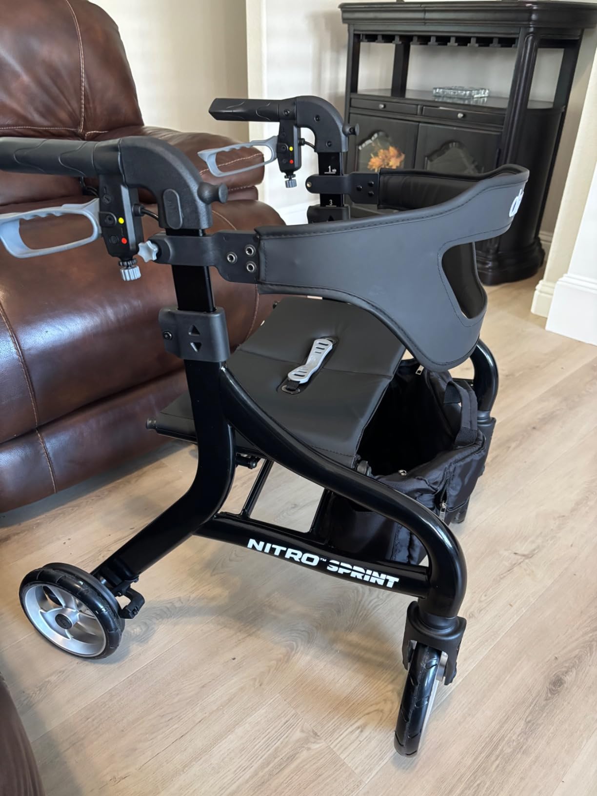 Drive Medical Nitro Sprint Foldable Rollator Walker with Seat, Tall Height Lightweight Rollator with Large Wheels, Folding Rollator, Four Wheel Rolling Walker, Blue customer photo 1