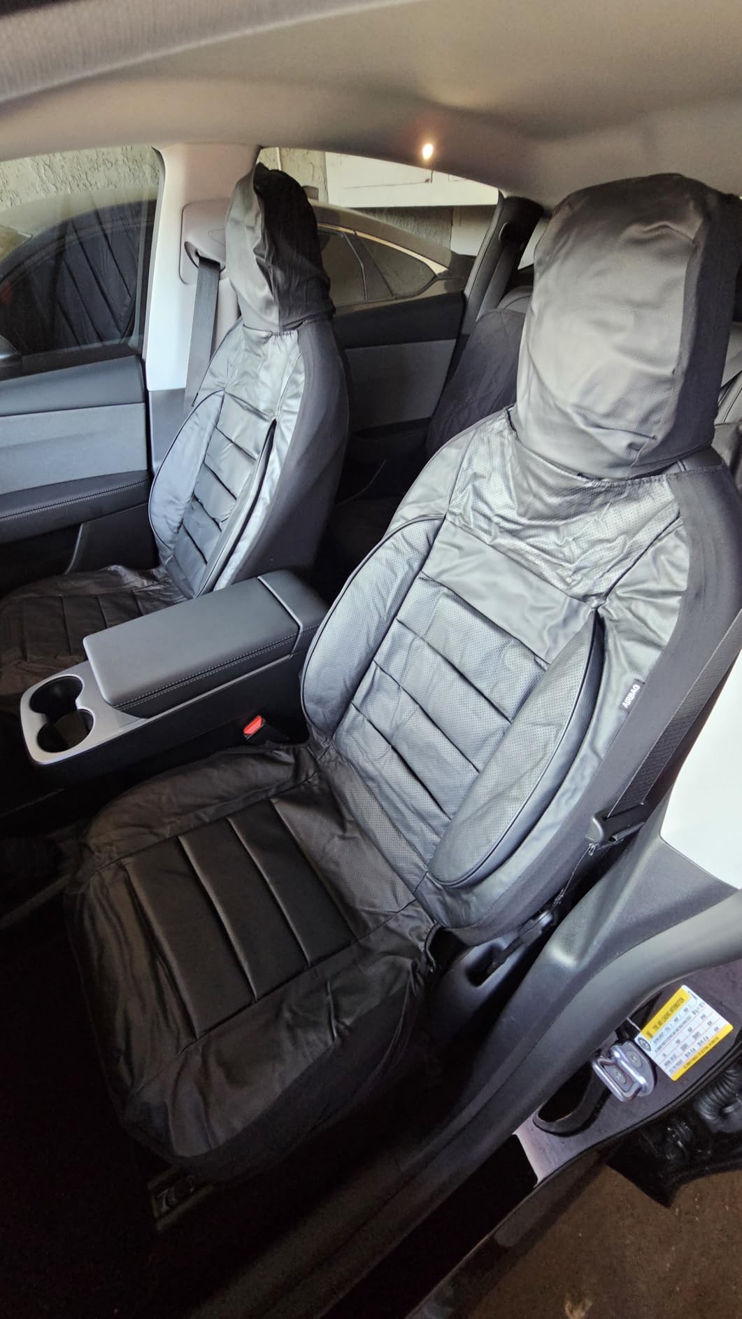 CAR PASS Faux Leather Car Seat Covers Front Seats Only, 3D Foam Support Car Seat Covers, Universal fit for Trucks Vans SUVs Sedans, Airbag Compatible 2 Pieces Front Solid Black customer photo 2