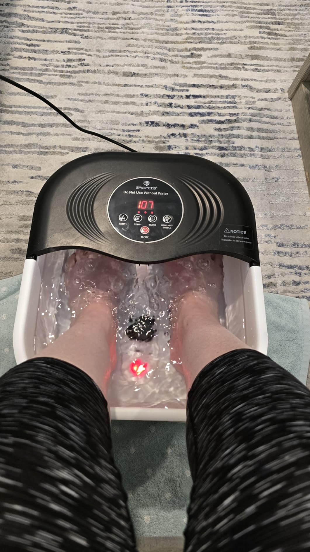 Collapsible Heated Foot Spa with Bubble and Red Light Temperature Control Foot Bath Massager and Soaking Tub Featuring 8 Shiatsu Massage Rollers Pumice Stone and Built-in Timer Ideal Gift for Wife,Mom customer photo 2
