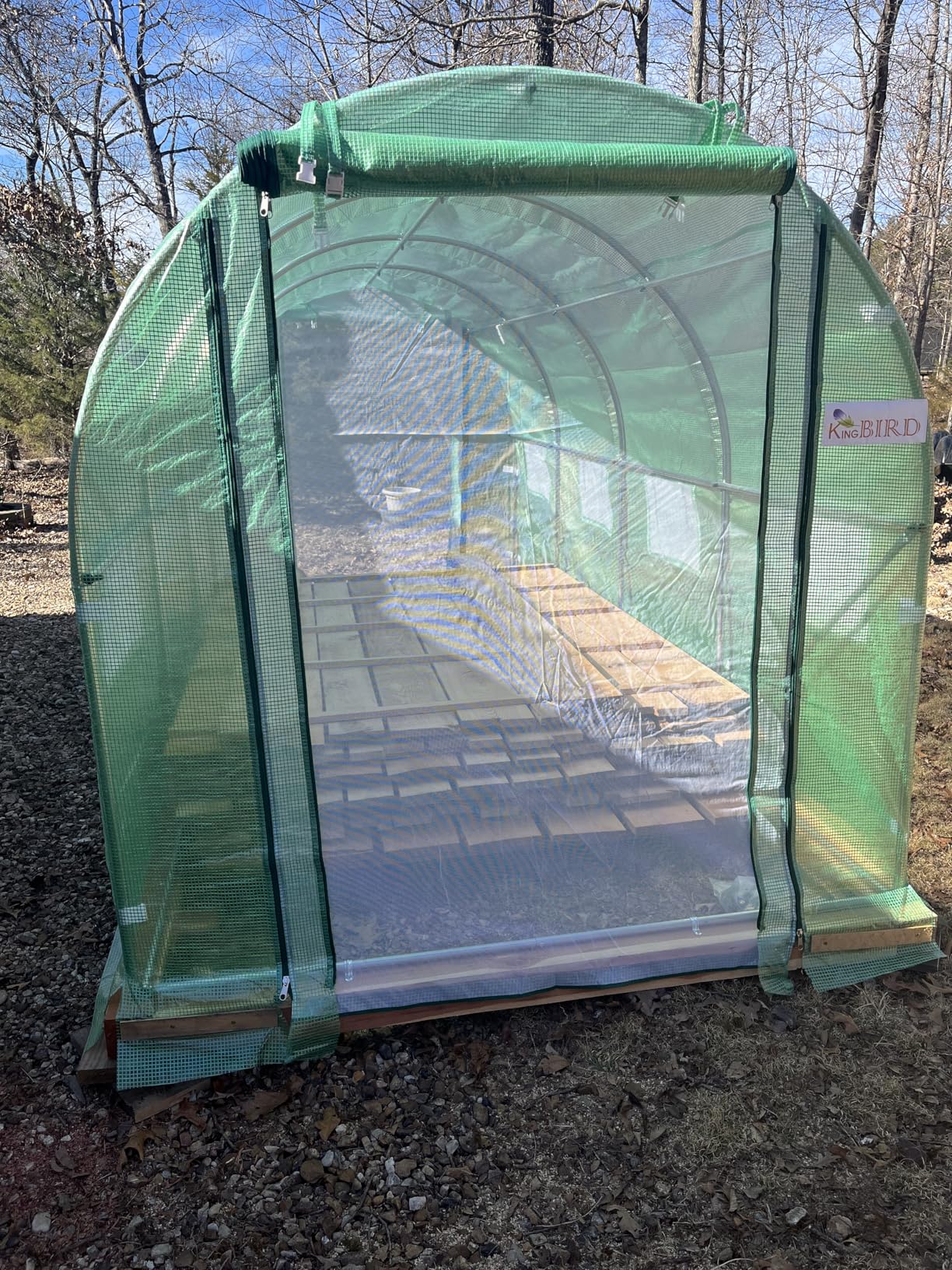 KING BIRD Premium 15x6.6x6.6FT Greenhouse for Outdoors, Large Walk-in Heavy Duty Galvanized Steel Frame, Mesh Door Screen Window Tunnel Hoop Garden Plant Winter Hot House, with Watering Kits, White customer photo 1