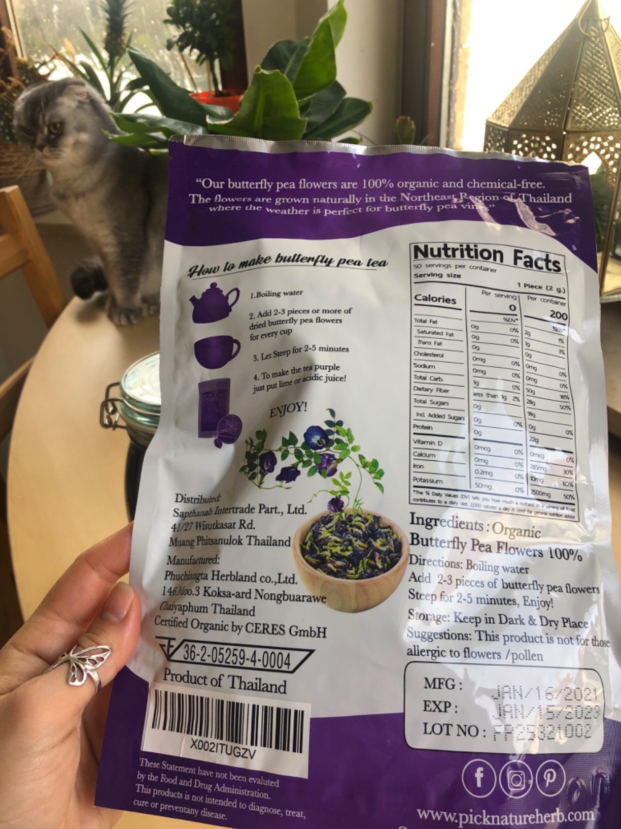 PICKNATURE Butterfly Pea Flower Tea Loose Leaf Freshly Picked from Thailand | Mini Pack (100+ Cups) | Herbal Blue Tea Gifts |USDA Organic customer photo 1
