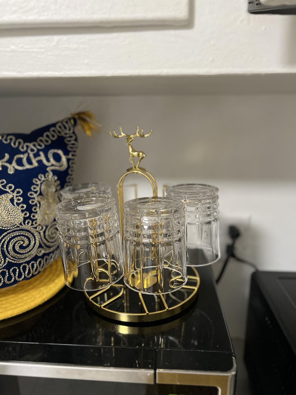 Rotating Cup Drying Rack Stand, 6 Cups Drinking Glass Holder, Non-Slip Steel Mug Drainer Organizer, Glass Cup Stand with Silicone Protective Hooks, Tumbler Dryer Tree for Kitchen, Countertop customer photo 1