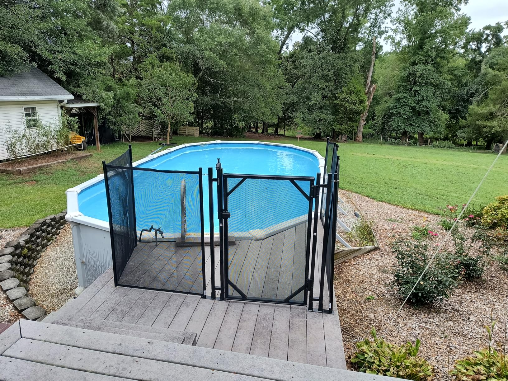 WaterWarden Safety Fence for Inground Pool 5' x 24' ft, Guards Children and Pets, UL Certified to ASTM F2288, 5 Foot Tall Removable Protection Barrier, Hardware Included, 2 Sets of 5'x12', Black customer photo 1