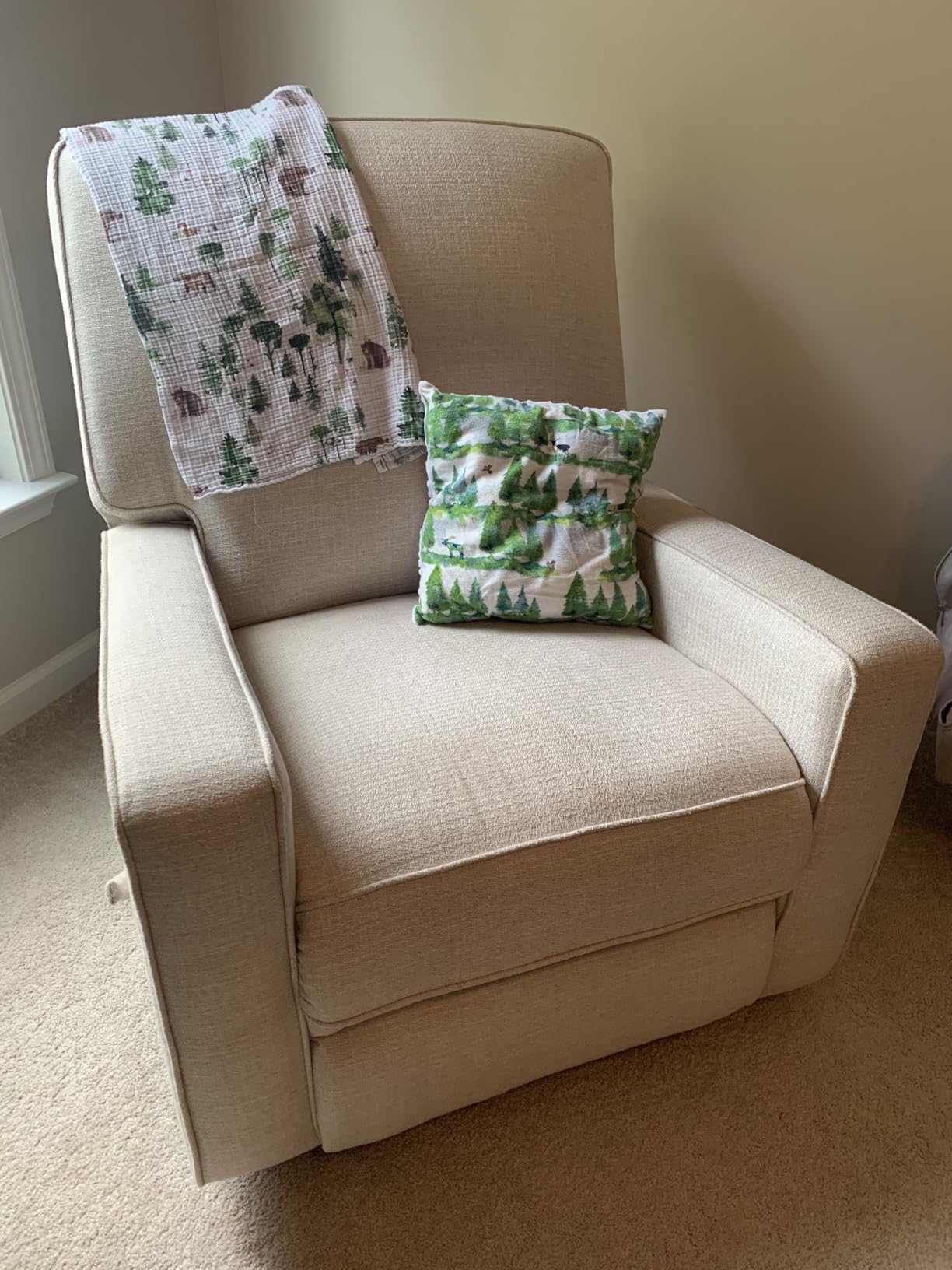 Harkawon Swivel Rocker Recliner Chair, Glider Rocker Recliner, Rocking Chair Nursery, Fabric Chair with High Back, Deep Seat, for Living Room, Bedroom, Beige customer photo 2