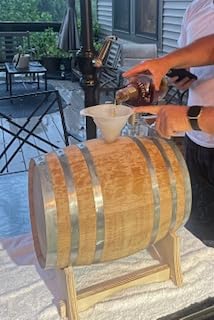 2 Liter Oak Aging Barrel (Distillery Series - Steel Hoops, Unvarnished) with Wood Stand, Bung and Spigot - 2L Charred Bourbon Whiskey Barrels For The Home Brewer, Distiller, Wine Maker, Cocktail Aging customer photo 2
