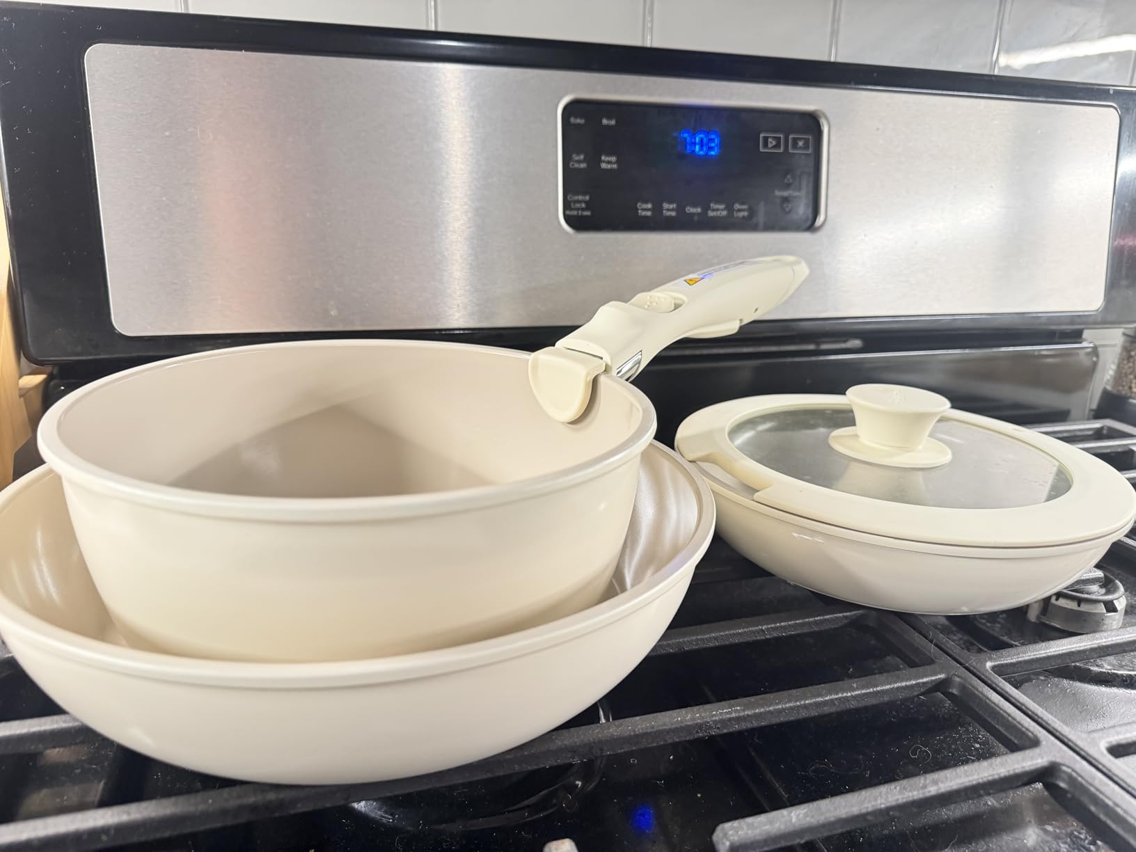 Redchef Ceramic Pots and Pans Set Non Stick, Nonstick Kitchen Cookware Sets, Non Toxic Pots and Pans Set Non Stick, PFAS PFOA & PTFE Free, Detachable Handle Pots and Pans 5 Piece, RV Cookware customer photo 2
