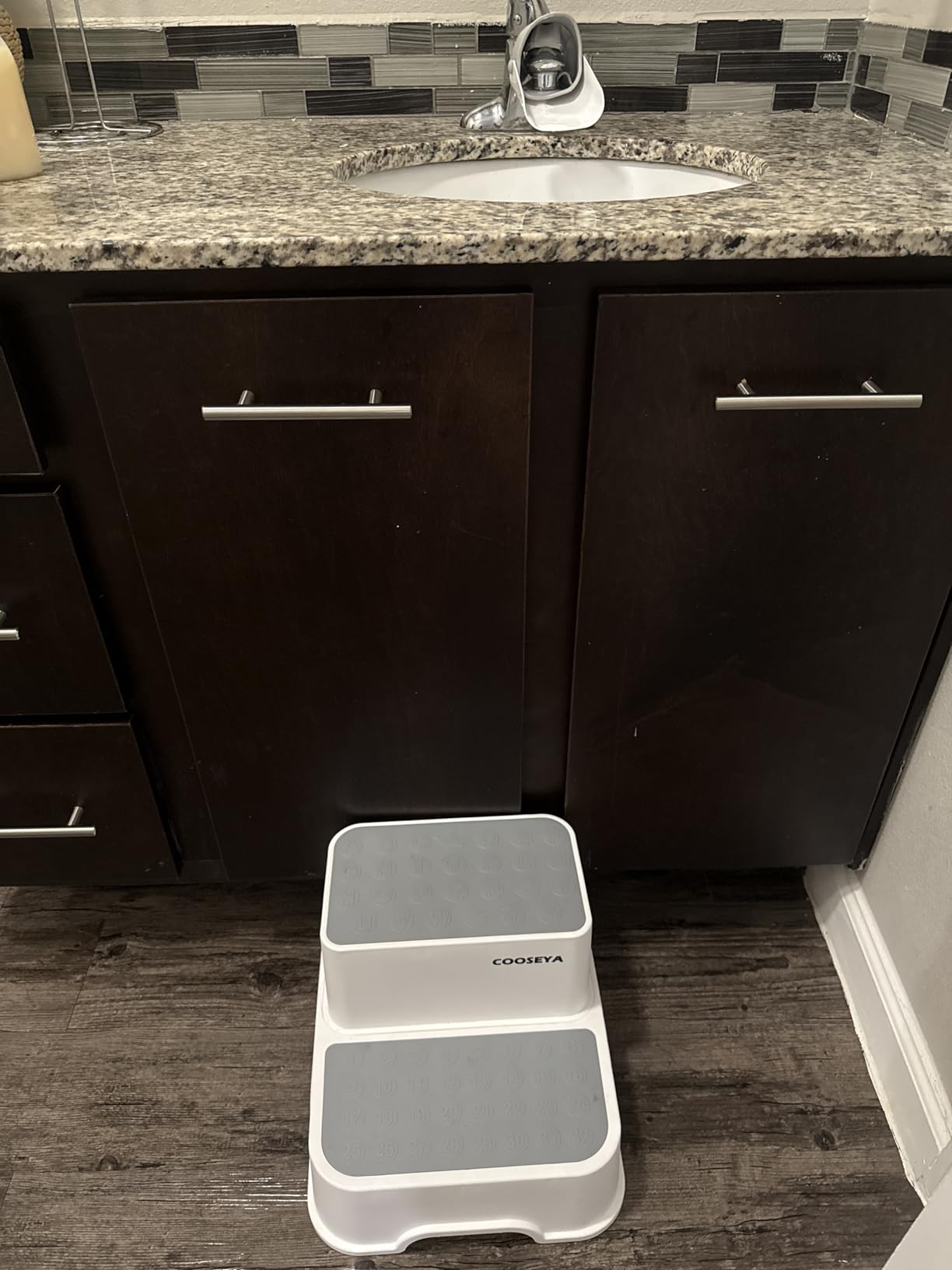 COOSEYA 2 Step Stools for Kids,Toddler Step Stool for Bathroom Sink,No-Slip Double up Stepping for Toddlers Bathroom, Multifunctional Toilet Potty Stool for Kids,Toilet Potty Training(2 Packs) customer photo 2