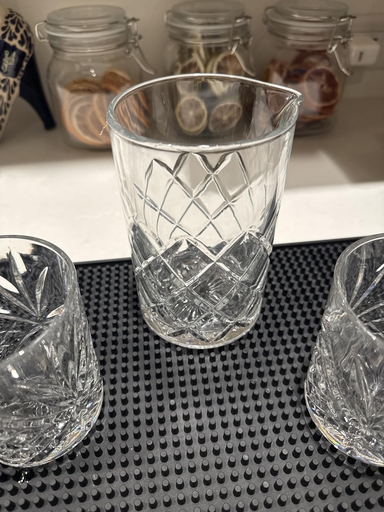 Cocktail Mixing Glass Bartender | 24oz Crystal Bar Stirring Glass | Old Fashioned Cocktail Beaker | Clear Drinks Stirred Pitcher Professional Whiskey Barware Bartending Mixer customer photo 1