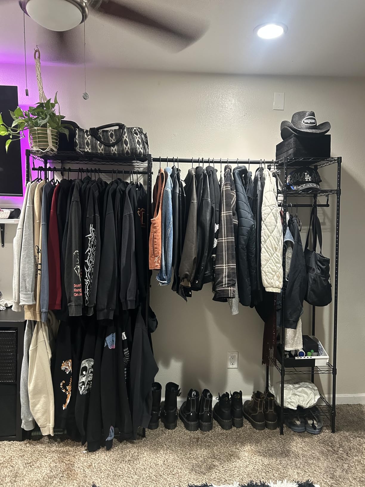 Ulif E10 Clothes Rack Freestanding Clothing Racks for Hanging Clothes, Adjustable Closet Organizer System, Portable Garment Rack 73-97