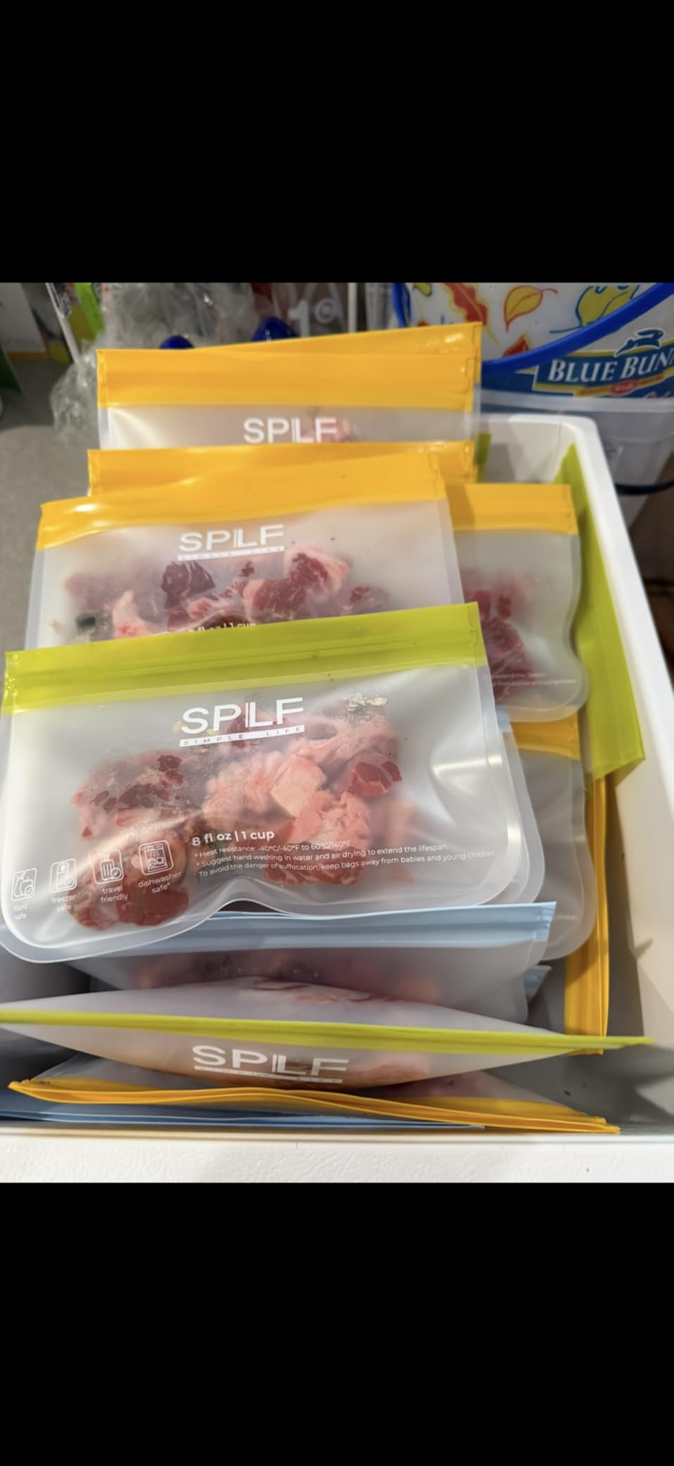 SPLF 10 Pack Reusable Sandwich Bags Dishwasher Safe, Reusable Quart Freezer Bags, Extra Thick Leakproof Food Storage Bags Silicone and Plastic Free for Marinate Meats, Cereal, Lunch, Travel Items Gray customer photo 1