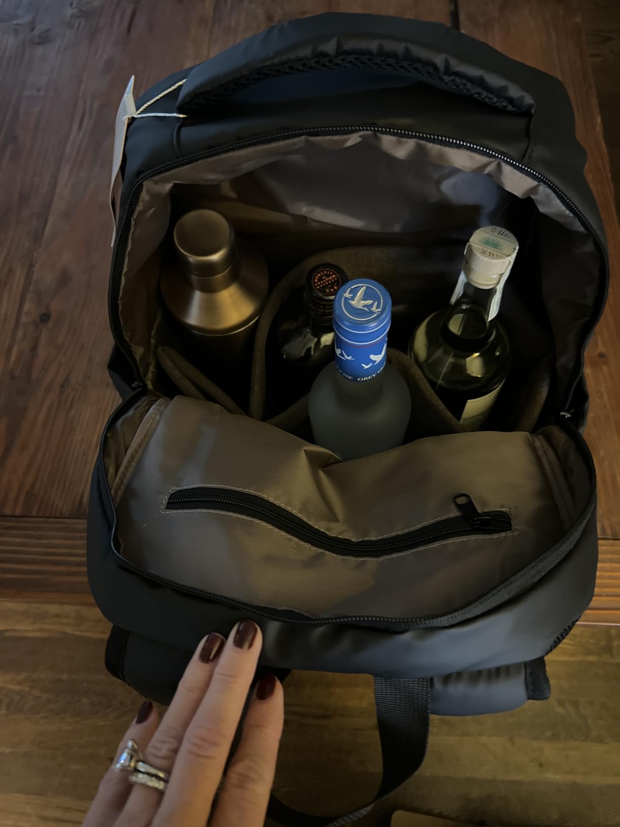Bartender Bag, Travel Bartending Backpack for Carrying Bar Kit, Portable Bar Bag for Tools Set Storage Cocktail Shaker and Wine Bottle Carrier, Professional Mixology Gift (Backpack Only) customer photo 2