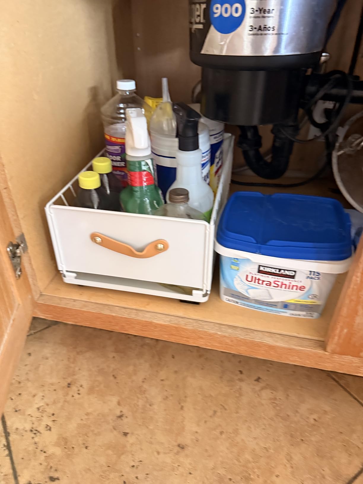 Pull out Cabinet Organizer,Heavy Duty Slide out Pantry Shelves Drawer Storage with Adhesive Nano Film,Sliding Mesh Cabinet Basket with Handle for Kitchen, Bathroom, Home, 11.8W