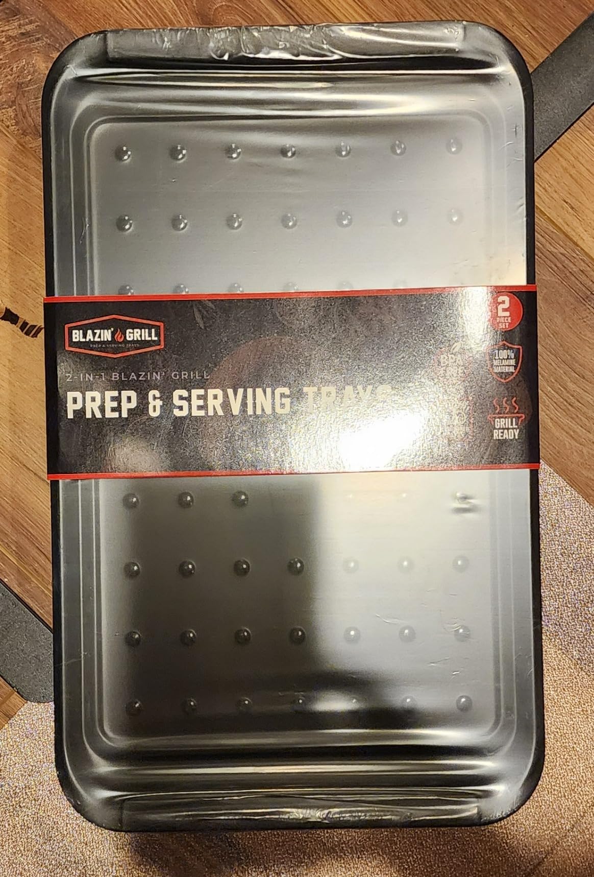 AVIEUS Grill Prep and Serve Trays | Set of 2 Stackable, Melamine Trays | Serving Tray & Marinating Tray | Serving Platter for Plating Food & BBQ Prep Tub for Marinating Meats | Grill Accessories customer photo 2