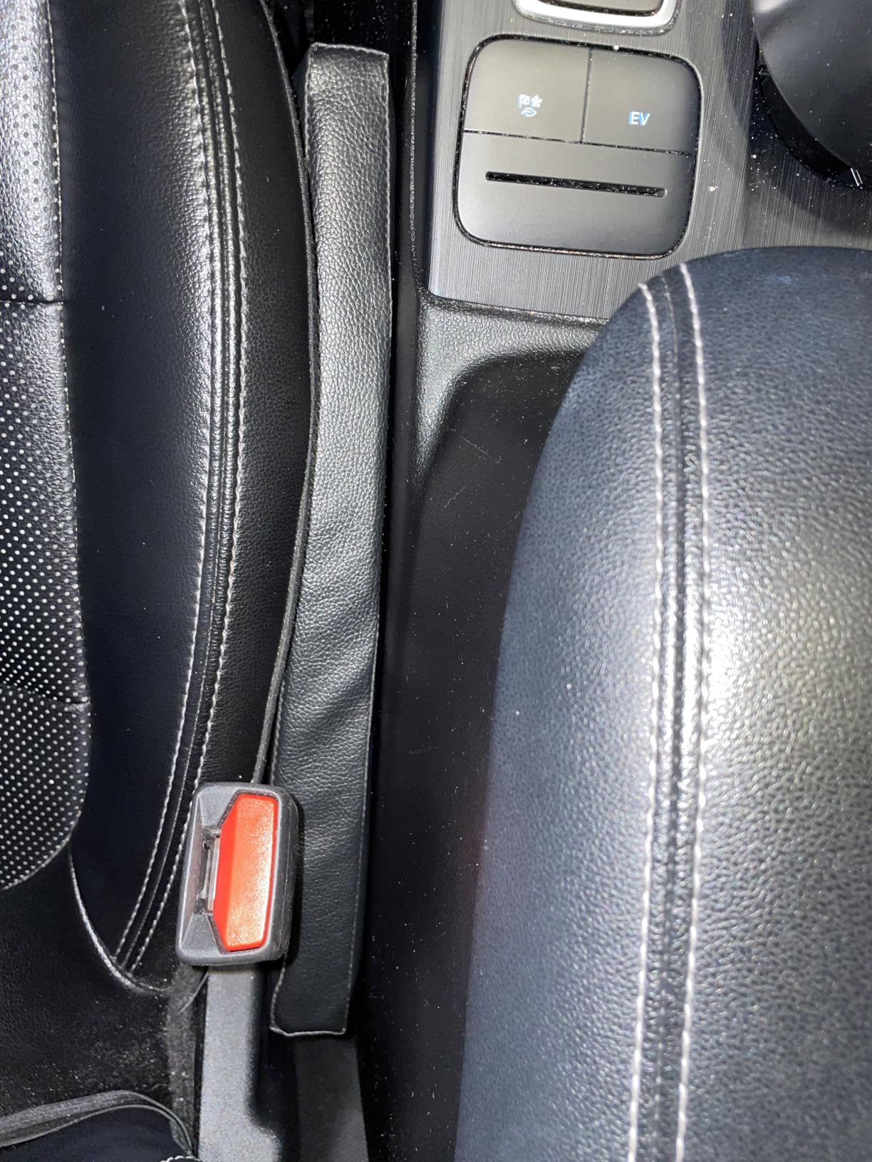 Leather Car Seat Gap Filler, 2 Pack No-Drop Seat Guard Universal Gap Stopper/Catcher to Fill The Gap Between Seat and Console Black Car Crevice Blocker Space Pad customer photo 2