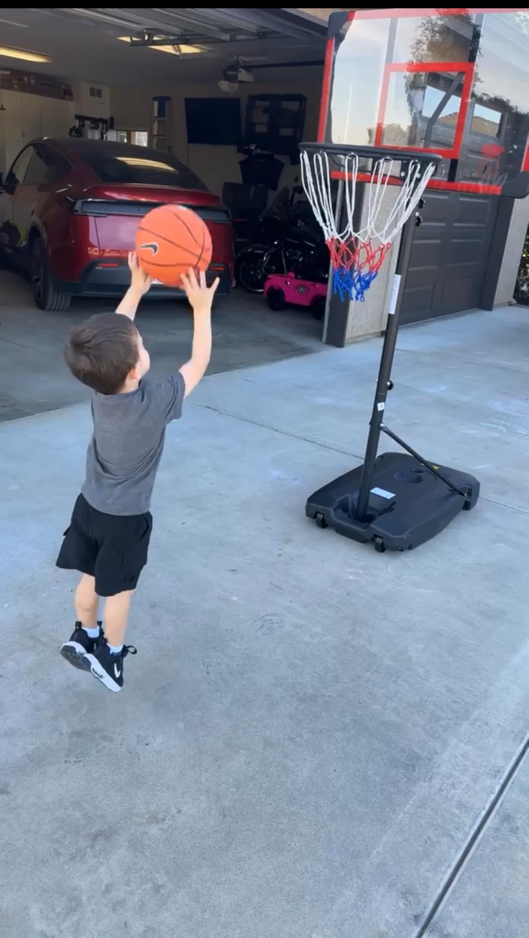 Yohood Kids Basketball Hoop Outdoor 4.82-8.53ft Adjustable, Portable Basketball Hoops & Goals for Kids/Teenagers/Youth in Backyard/Driveway/Indoor, with Enlarged Base and PC Backboard customer photo 2