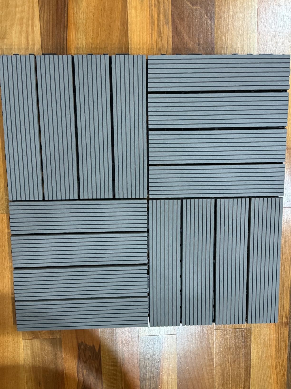 IDZO Wood Plastic Composite Deck Tiles Set of 10, Sustainable FSC Composite Decking Resist Rust, Water, Weather, Easy to DIY & Maintain - Red Brown customer photo 2