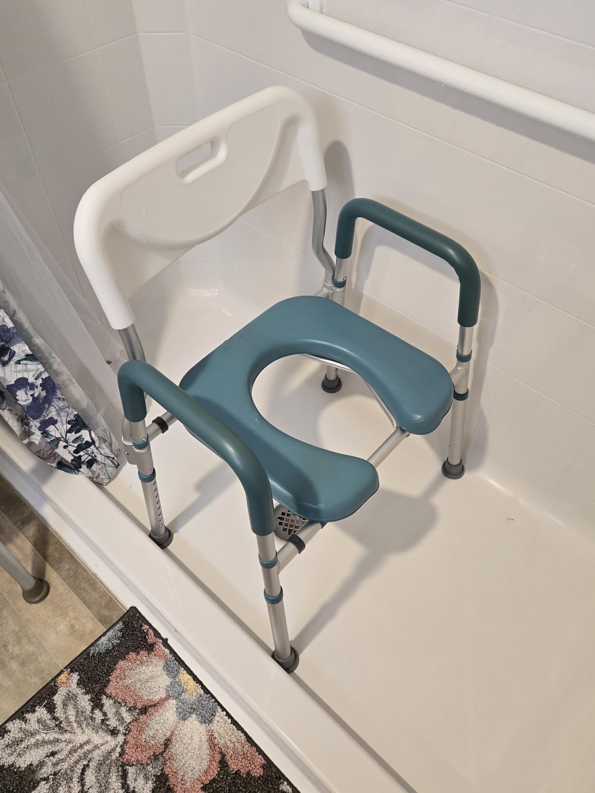 PELEGON Raised Toilet Seat with Handles (400lb) - Adjustable Height & Width Toilet Chair with Arms, Toilet Riser with Handles, Toilet Chair Over Toilet, Handicap Toilet Seat for Elderly (Teal) customer photo 1