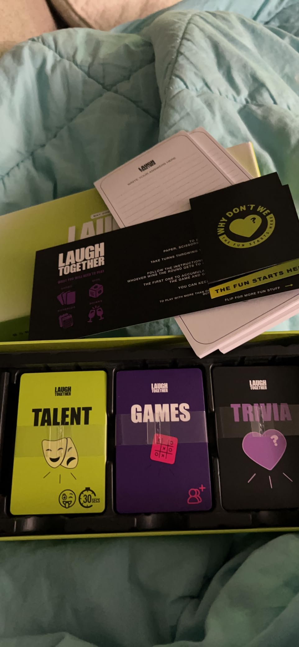 Why Don't We Laugh Together? - Couples Games with 200 Cards: Talents, Games, Trivia | Win Fun Prizes for 2 Players | Date Night Activities | Thought-Provoking & Engaging Couple Card Game customer photo 1