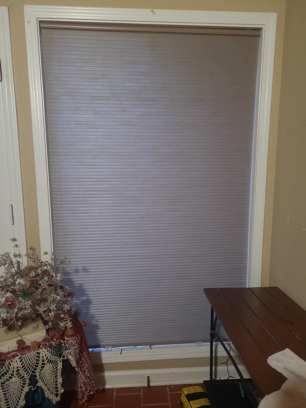 Cordless Cellular Honeycomb Shade, 21 to 72 Wide x 24 to 72 High, Antique Linen, Light Filtering customer photo 1