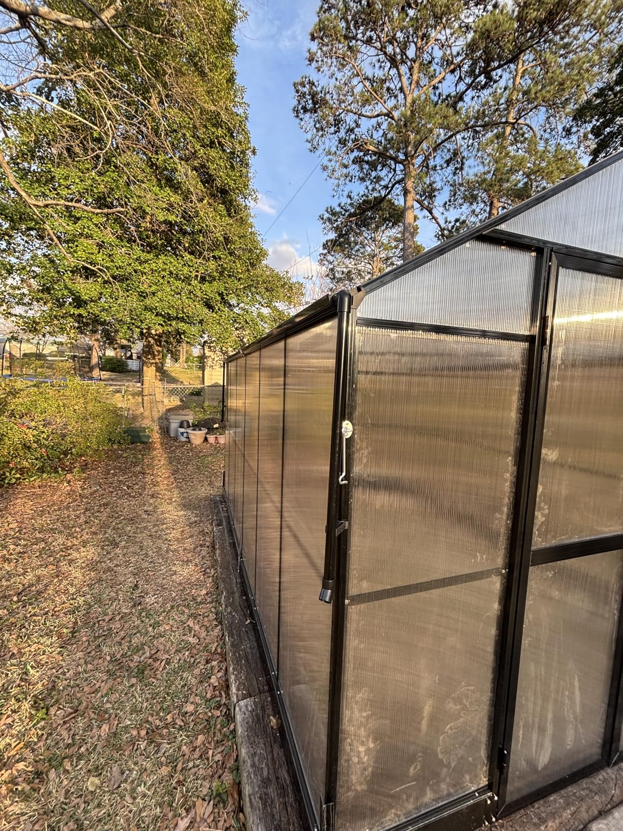 HOWE 8x10x7.5 FT Polycarbonate Greenhouse Double Swing Doors 2 Vents 5.2FT Added Wall Height, Walk-in Large Aluminum Sunroom Winter Greenhouse for Outdoors, Black customer photo 1