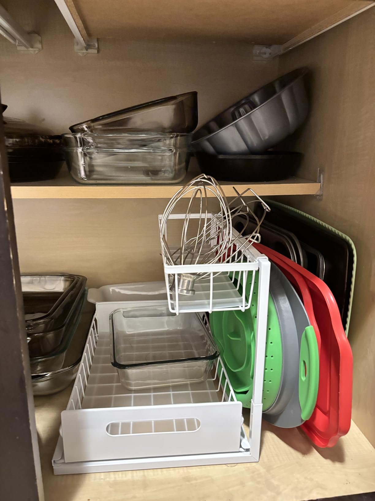 REALINN Under Sink Organizer, Pull Out Cabinet Organizer, 2 Tier Metal Slide Out Shelf with L Shaped Design for Kitchen, Bathroom, Laundry, and Utility Cabinet Storage for Deep Cabinets, White, 2 Pack customer photo 2