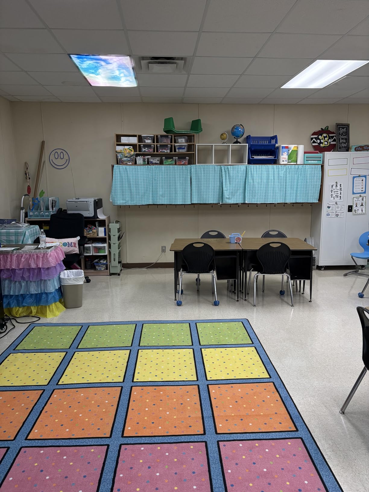 Flagship Carpets Happy Squares Educational Area Rug for Kids Room Seating Décor, Children's Classroom, Play Carpet for Teaching and Playroom, Seats 24, 7'6