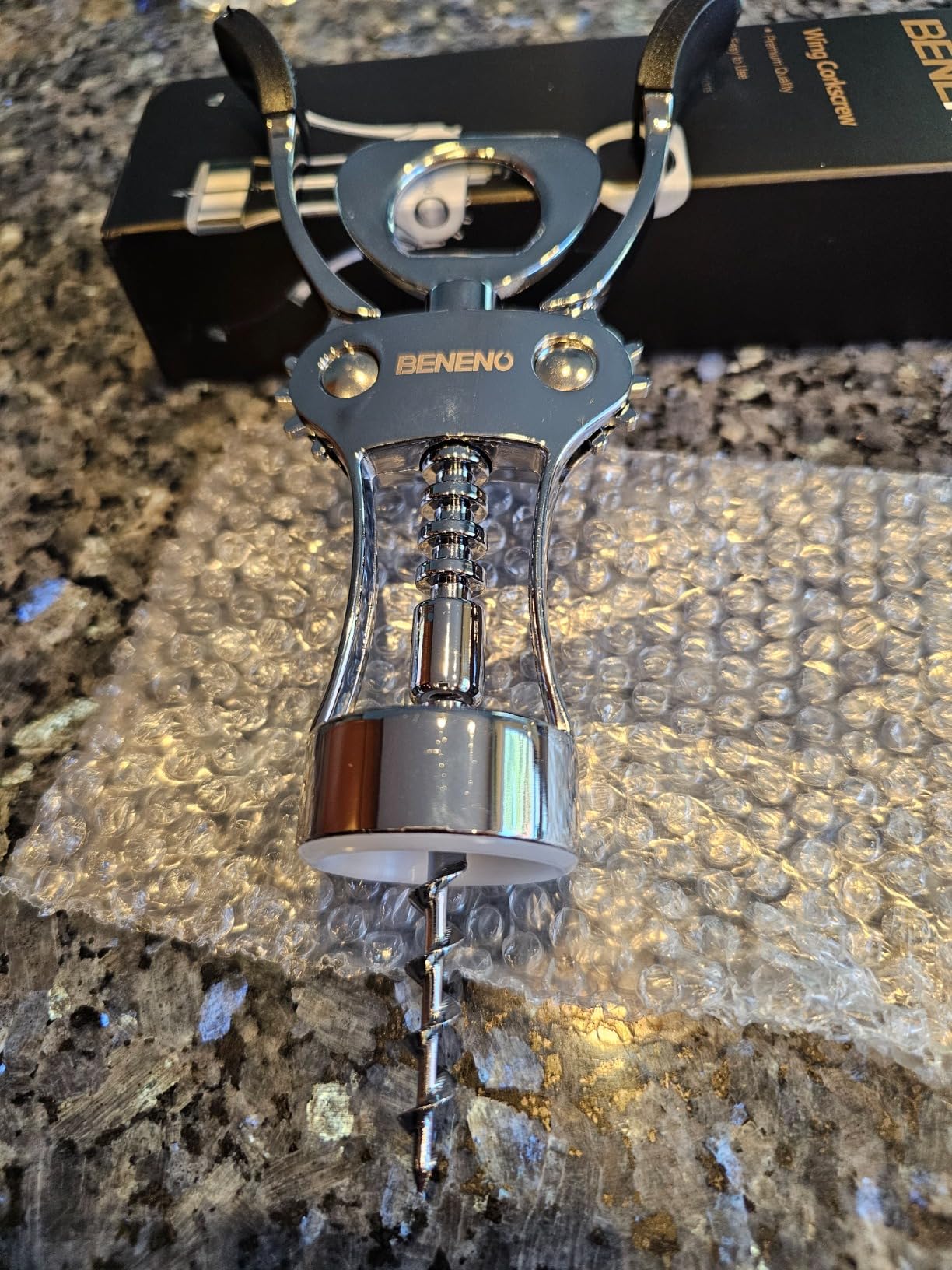 Beneno Multifunctional Wine Bottle Opener Gift Set - Wing Corkscrew, Foil Cutter, Vacuum Stopper & Aerator Pourer, Perfect for Wine Lovers Man Woman, Purple Set customer photo 2